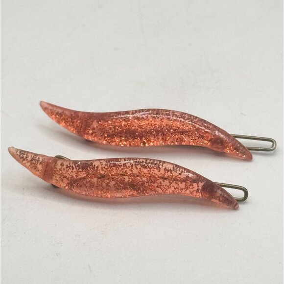 Vintage Lucite glitter hair clips barrettes set of two main image 5